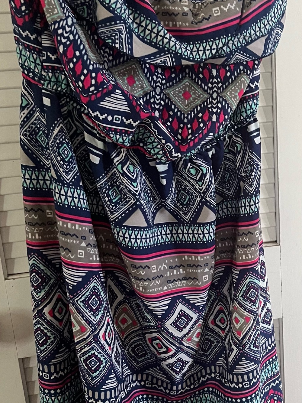 Women's Geometric Maxi Dress in Black & Red Like New